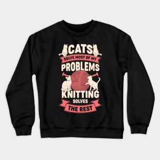 Knitting Cat Lover Knitter Gift Crewneck Sweatshirt